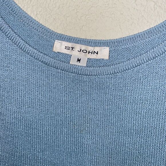 ST. JOHN Santana Knit Light Blue Scoop Neck Tank Top Women’s Size M - Picture 2 of 5